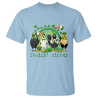 Funny St Patricks Day Chicken Shamrock T Shirt Feelin Clucky Hen Lucky Clover Pun Irish Humor