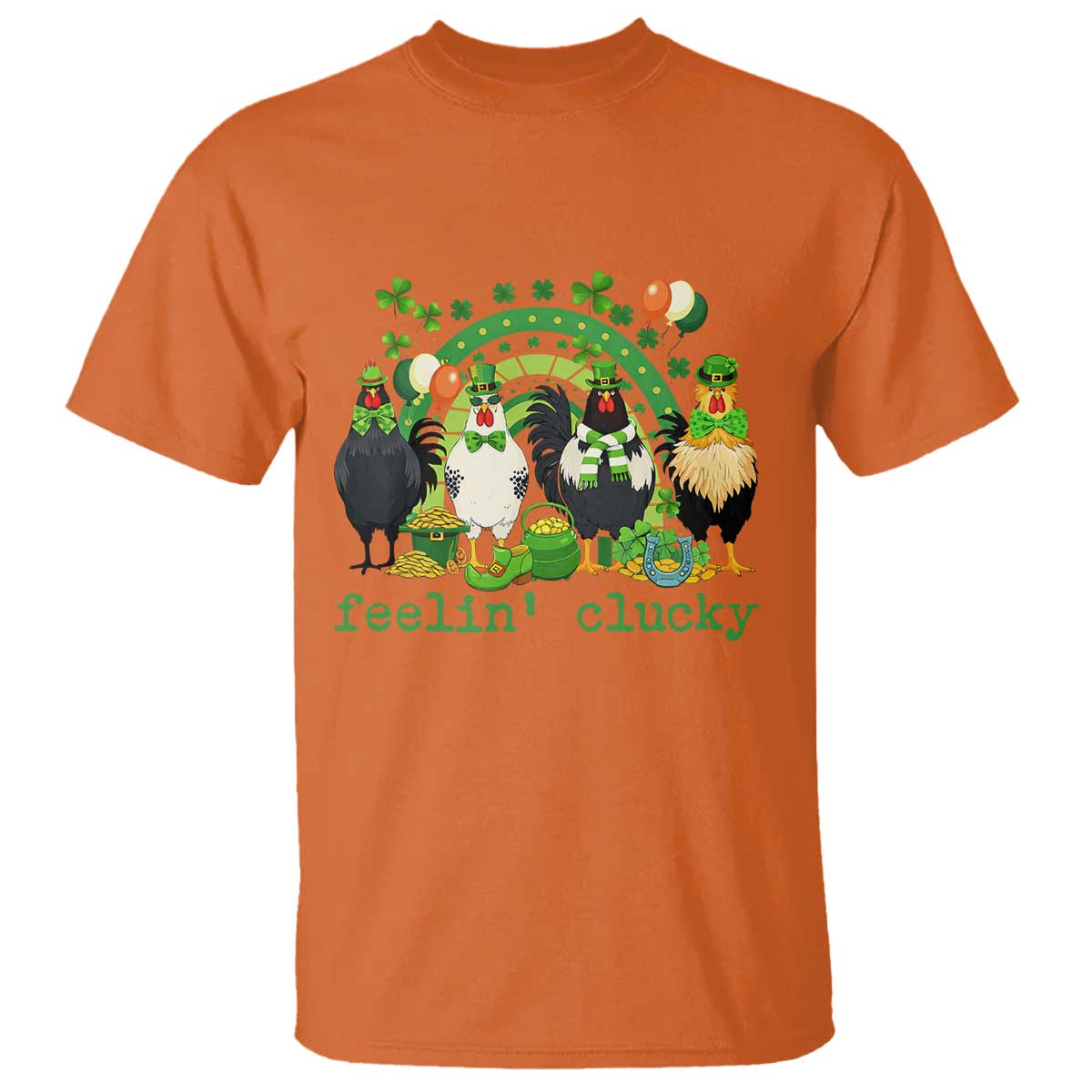 Funny St Patricks Day Chicken Shamrock T Shirt Feelin Clucky Hen Lucky Clover Pun Irish Humor