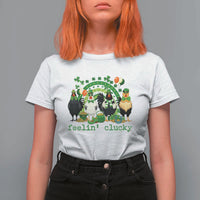 Funny St Patricks Day Chicken Shamrock T Shirt For Women Feelin Clucky Hen Lucky Clover Pun Irish Humor