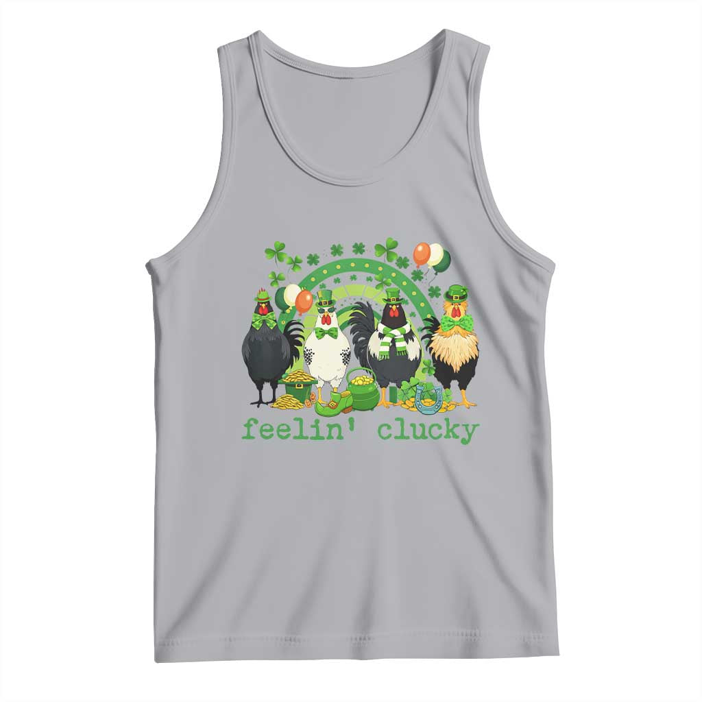 Funny St Patricks Day Chicken Shamrock Tank Top Feelin Clucky Hen Lucky Clover Pun Irish Humor