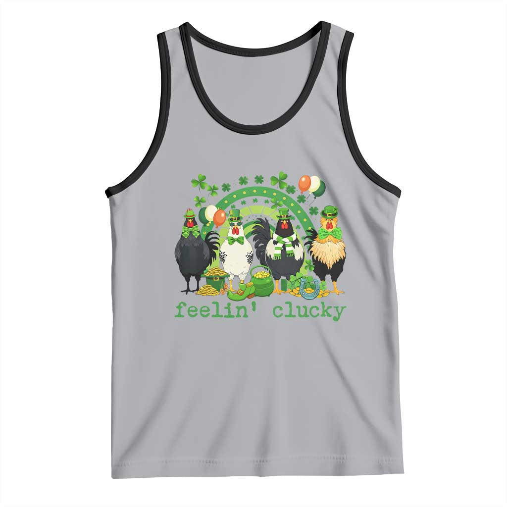 Funny St Patricks Day Chicken Shamrock Tank Top Feelin Clucky Hen Lucky Clover Pun Irish Humor