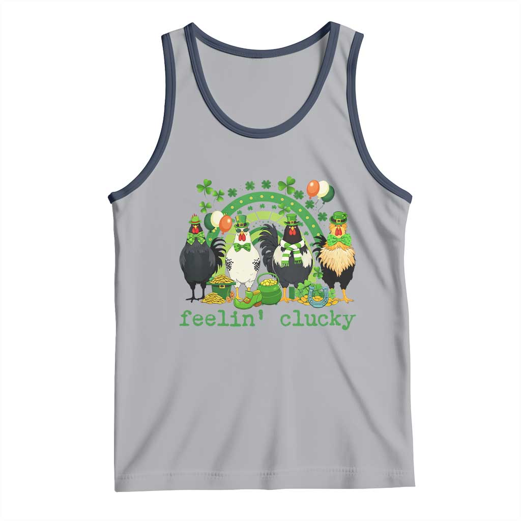 Funny St Patricks Day Chicken Shamrock Tank Top Feelin Clucky Hen Lucky Clover Pun Irish Humor