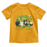 Funny St Patricks Day Chicken Shamrock Toddler T Shirt Feelin Clucky Hen Lucky Clover Pun Irish Humor