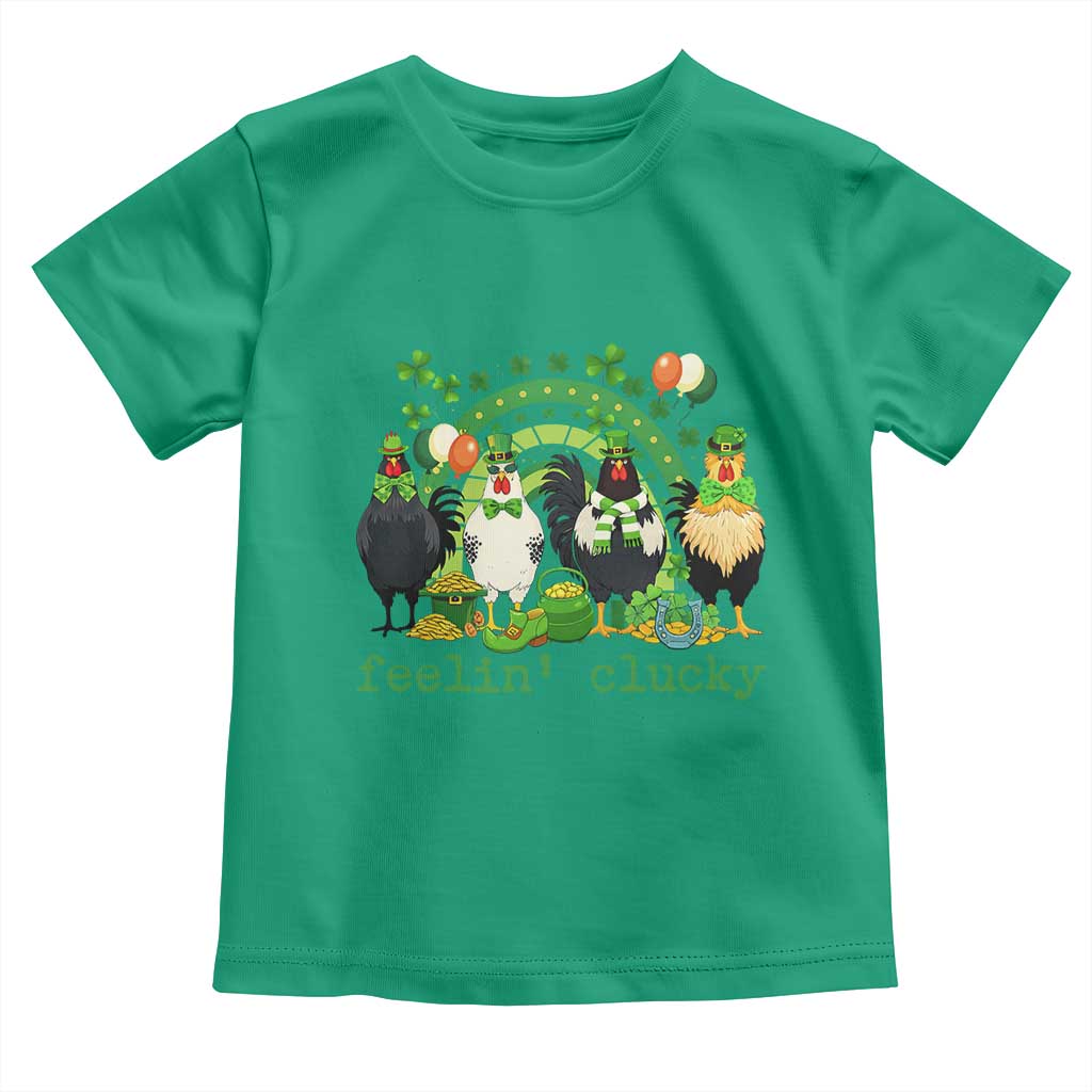 Funny St Patricks Day Chicken Shamrock Toddler T Shirt Feelin Clucky Hen Lucky Clover Pun Irish Humor