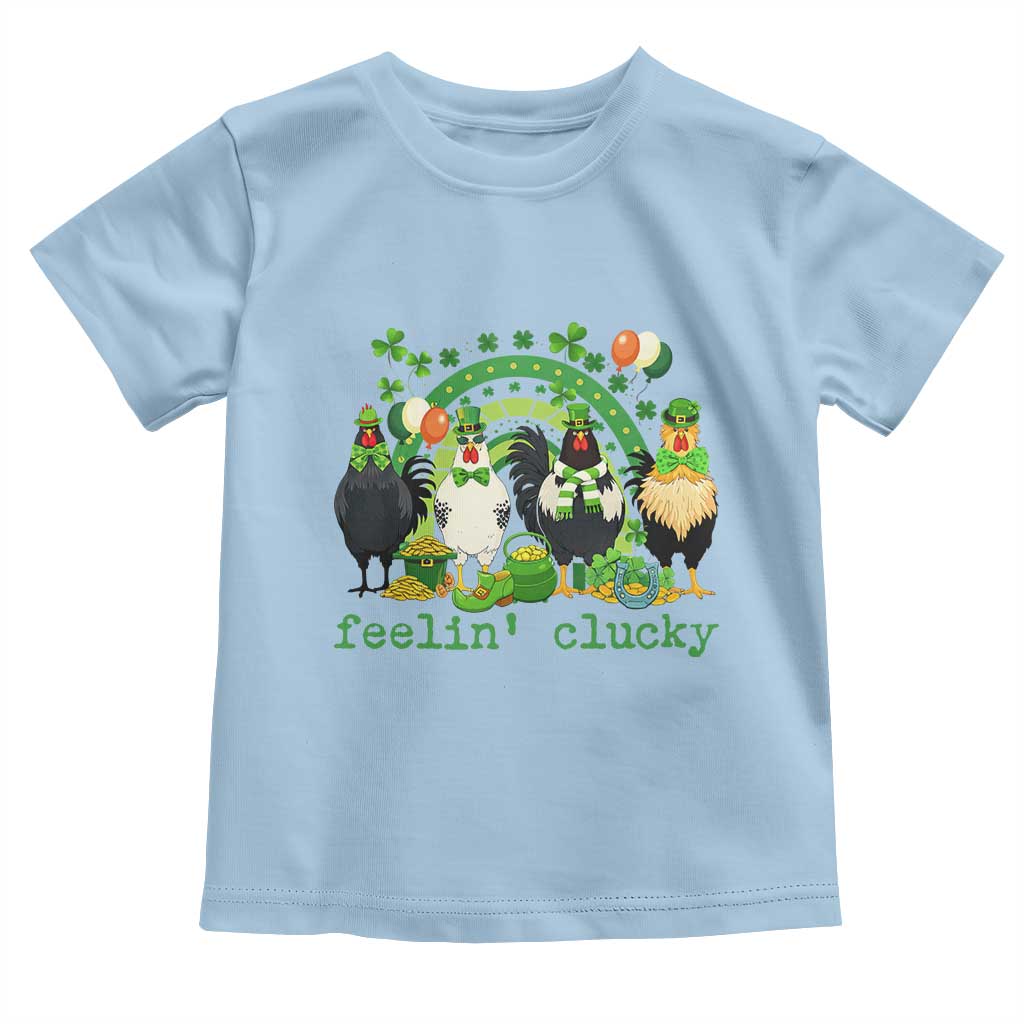 Funny St Patricks Day Chicken Shamrock Toddler T Shirt Feelin Clucky Hen Lucky Clover Pun Irish Humor