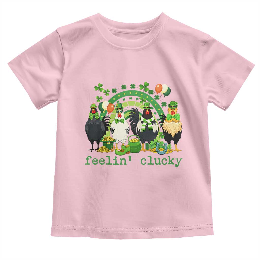 Funny St Patricks Day Chicken Shamrock Toddler T Shirt Feelin Clucky Hen Lucky Clover Pun Irish Humor