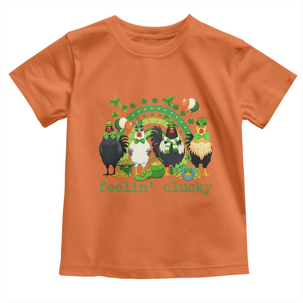 Funny St Patricks Day Chicken Shamrock Toddler T Shirt Feelin Clucky Hen Lucky Clover Pun Irish Humor