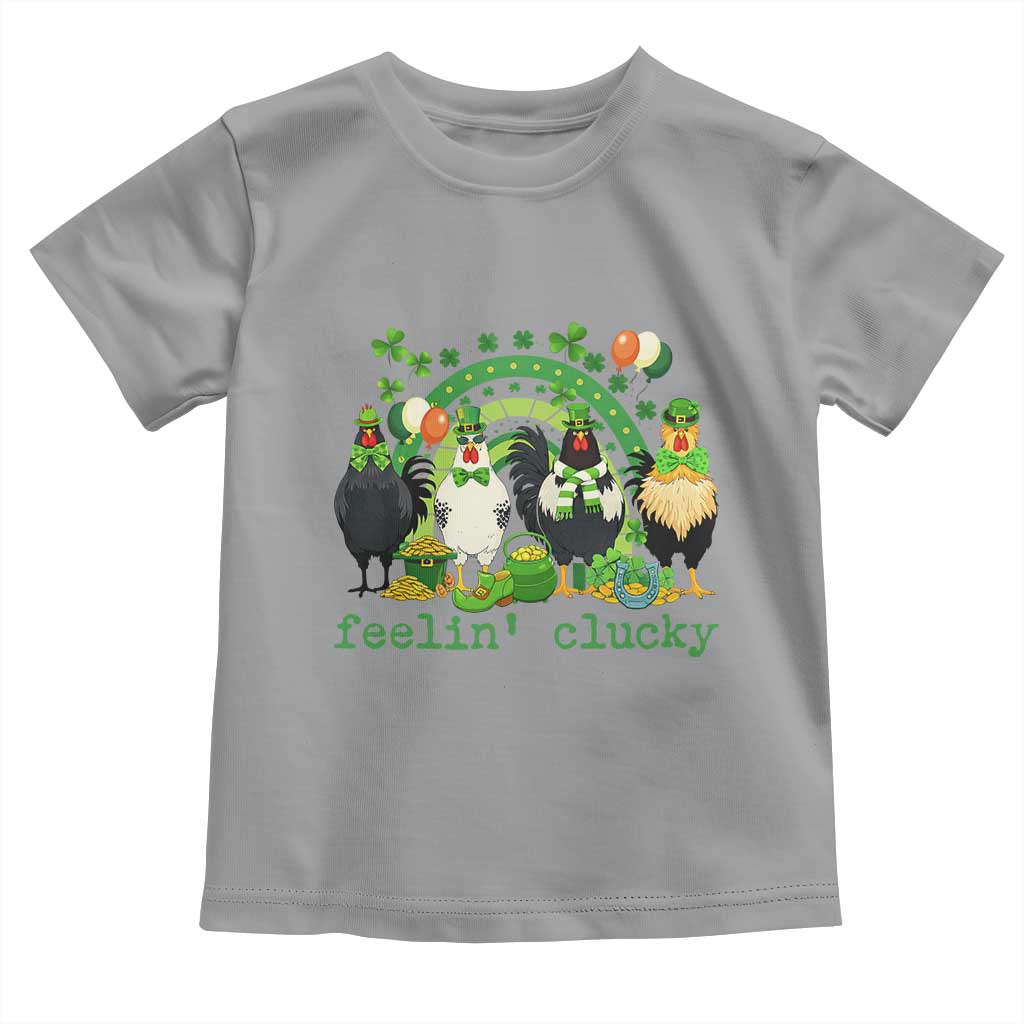 Funny St Patricks Day Chicken Shamrock Toddler T Shirt Feelin Clucky Hen Lucky Clover Pun Irish Humor