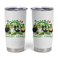 Funny St Patricks Day Chicken Shamrock Tumbler Cup Feelin Clucky Hen Lucky Clover Pun Irish Humor