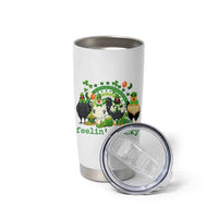 Funny St Patricks Day Chicken Shamrock Tumbler Cup Feelin Clucky Hen Lucky Clover Pun Irish Humor