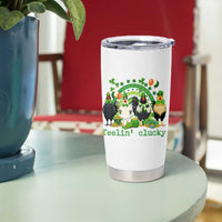 Funny St Patricks Day Chicken Shamrock Tumbler Cup Feelin Clucky Hen Lucky Clover Pun Irish Humor