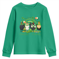 Funny St Patricks Day Chicken Shamrock Youth Sweatshirt Feelin Clucky Hen Lucky Clover Pun Irish Humor
