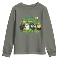 Funny St Patricks Day Chicken Shamrock Youth Sweatshirt Feelin Clucky Hen Lucky Clover Pun Irish Humor