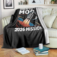 Back to the Moon 2026 Mission Throw Blanket Retro Rocket Launch Lunar Orbit Space Enthusiasts