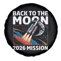 Back to the Moon 2026 Mission Spare Tire Cover Retro Rocket Launch Lunar Orbit Space Enthusiasts