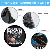 Back to the Moon 2026 Mission Spare Tire Cover Retro Rocket Launch Lunar Orbit Space Enthusiasts