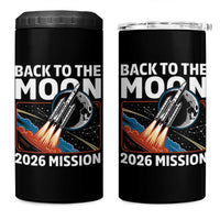 Back to the Moon 2026 Mission 4 in 1 Can Cooler Tumbler Retro Rocket Launch Lunar Orbit Space Enthusiasts