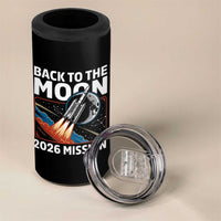 Back to the Moon 2026 Mission 4 in 1 Can Cooler Tumbler Retro Rocket Launch Lunar Orbit Space Enthusiasts