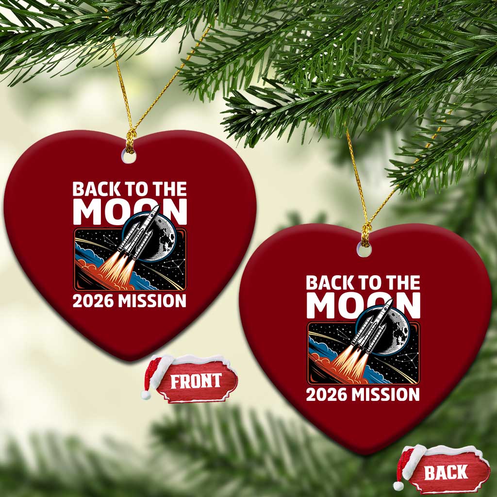 Back to the Moon 2026 Mission Ceramic Ornament Retro Rocket Launch Lunar Orbit Space Enthusiasts