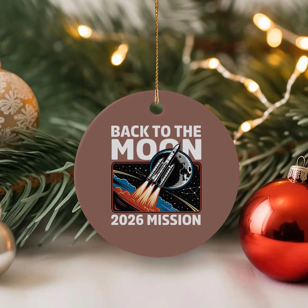 Back to the Moon 2026 Mission Ceramic Ornament Retro Rocket Launch Lunar Orbit Space Enthusiasts