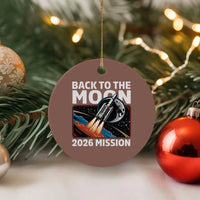Back to the Moon 2026 Mission Ceramic Ornament Retro Rocket Launch Lunar Orbit Space Enthusiasts