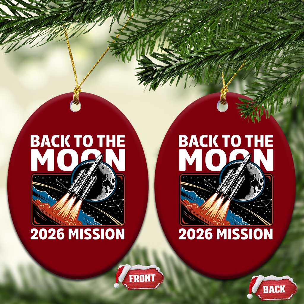 Back to the Moon 2026 Mission Ceramic Ornament Retro Rocket Launch Lunar Orbit Space Enthusiasts