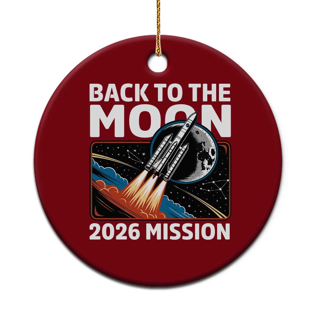 Back to the Moon 2026 Mission Ceramic Ornament Retro Rocket Launch Lunar Orbit Space Enthusiasts