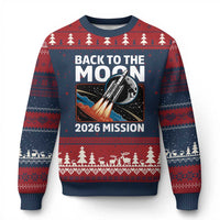 Back to the Moon 2026 Mission Ugly Christmas Sweater Retro Rocket Launch Lunar Orbit Space Enthusiasts