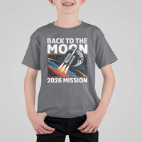 Back to the Moon 2026 Mission T Shirt For Kid Retro Rocket Launch Lunar Orbit Space Enthusiasts