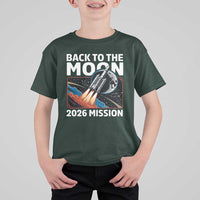 Back to the Moon 2026 Mission T Shirt For Kid Retro Rocket Launch Lunar Orbit Space Enthusiasts