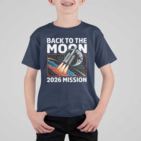Back to the Moon 2026 Mission T Shirt For Kid Retro Rocket Launch Lunar Orbit Space Enthusiasts