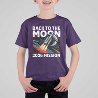 Back to the Moon 2026 Mission T Shirt For Kid Retro Rocket Launch Lunar Orbit Space Enthusiasts