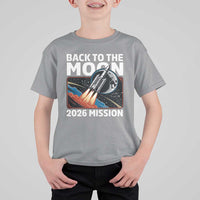Back to the Moon 2026 Mission T Shirt For Kid Retro Rocket Launch Lunar Orbit Space Enthusiasts