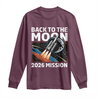 Back to the Moon 2026 Mission Long Sleeve Shirt Retro Rocket Launch Lunar Orbit Space Enthusiasts