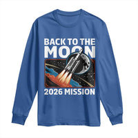 Back to the Moon 2026 Mission Long Sleeve Shirt Retro Rocket Launch Lunar Orbit Space Enthusiasts