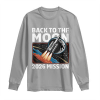 Back to the Moon 2026 Mission Long Sleeve Shirt Retro Rocket Launch Lunar Orbit Space Enthusiasts
