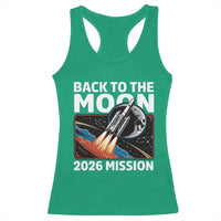 Back to the Moon 2026 Mission Racerback Tank Top Retro Rocket Launch Lunar Orbit Space Enthusiasts