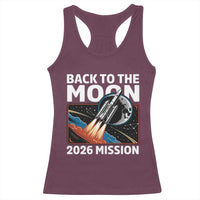 Back to the Moon 2026 Mission Racerback Tank Top Retro Rocket Launch Lunar Orbit Space Enthusiasts