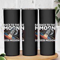 Back to the Moon 2026 Mission Skinny Tumbler Retro Rocket Launch Lunar Orbit Space Enthusiasts