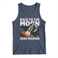 Back to the Moon 2026 Mission Tank Top Retro Rocket Launch Lunar Orbit Space Enthusiasts