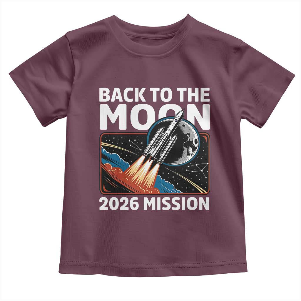 Back to the Moon 2026 Mission Toddler T Shirt Retro Rocket Launch Lunar Orbit Space Enthusiasts
