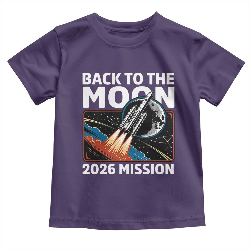 Back to the Moon 2026 Mission Toddler T Shirt Retro Rocket Launch Lunar Orbit Space Enthusiasts