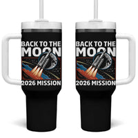 Back to the Moon 2026 Mission Tumbler With Handle Retro Rocket Launch Lunar Orbit Space Enthusiasts