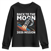 Back to the Moon 2026 Mission Youth Sweatshirt Retro Rocket Launch Lunar Orbit Space Enthusiasts