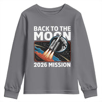 Back to the Moon 2026 Mission Youth Sweatshirt Retro Rocket Launch Lunar Orbit Space Enthusiasts
