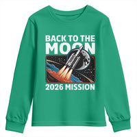 Back to the Moon 2026 Mission Youth Sweatshirt Retro Rocket Launch Lunar Orbit Space Enthusiasts