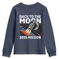 Back to the Moon 2026 Mission Youth Sweatshirt Retro Rocket Launch Lunar Orbit Space Enthusiasts