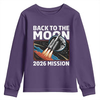Back to the Moon 2026 Mission Youth Sweatshirt Retro Rocket Launch Lunar Orbit Space Enthusiasts