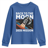 Back to the Moon 2026 Mission Youth Sweatshirt Retro Rocket Launch Lunar Orbit Space Enthusiasts