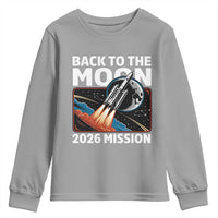 Back to the Moon 2026 Mission Youth Sweatshirt Retro Rocket Launch Lunar Orbit Space Enthusiasts